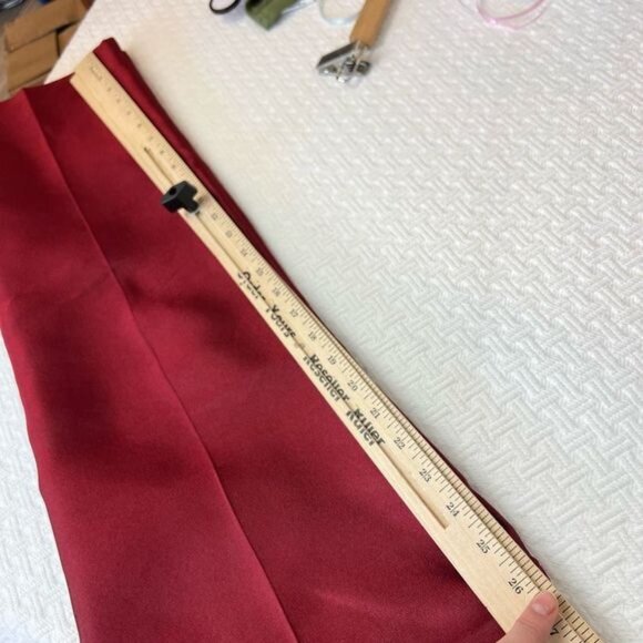 Vintage Celine Women’s 40 US 12 Red Silk Pleated Dress Pants Cropped Pockets - Picture 8 of 13